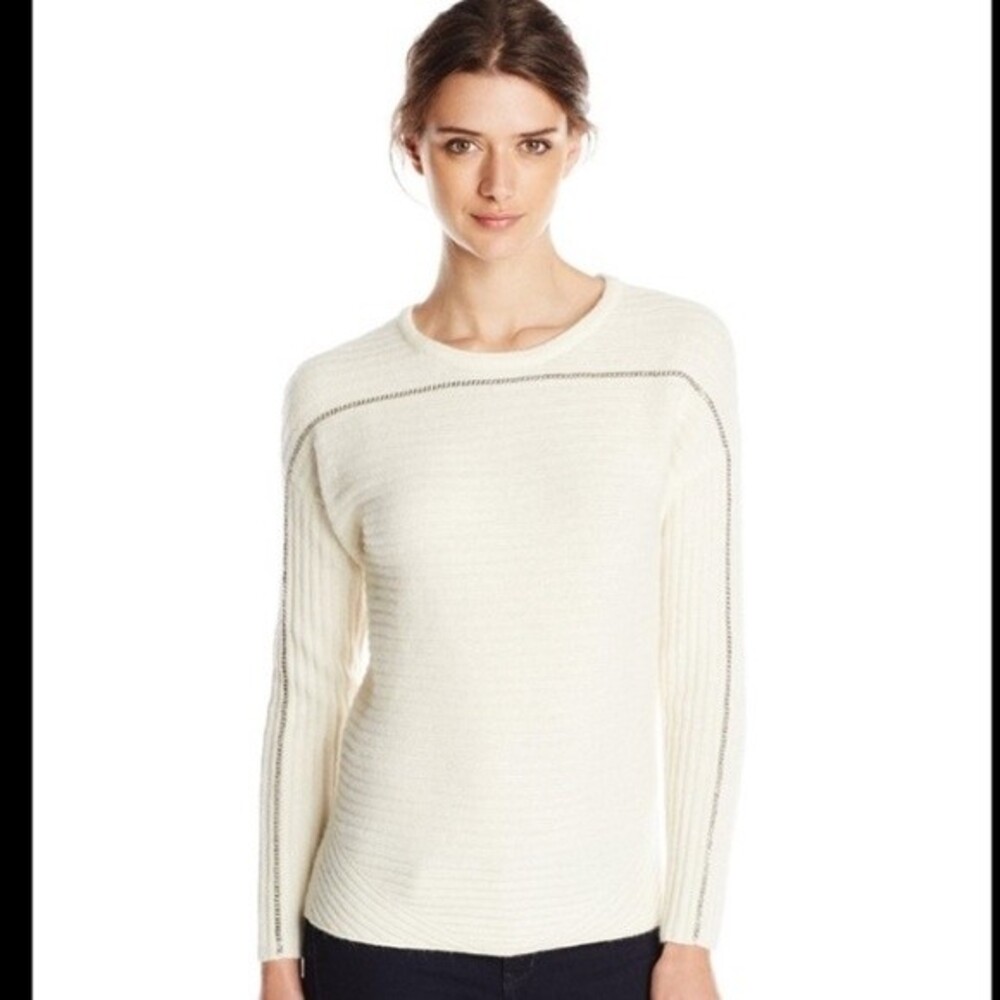Paige Ivory White Helena Wool Lambswool/Cashmere/Angora Blend Sweater Sz M